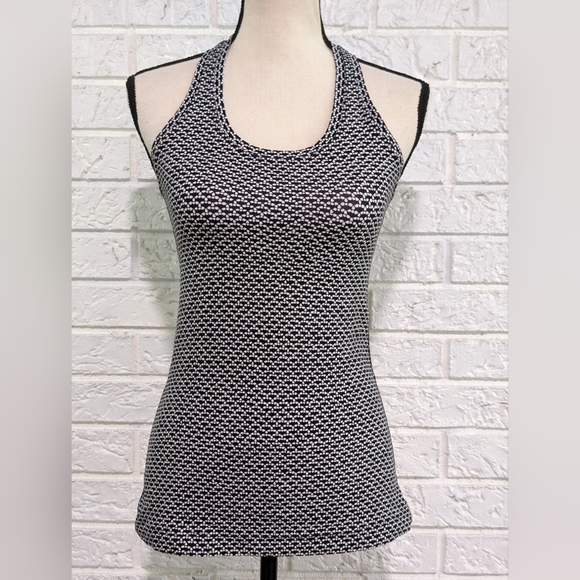 Lululemon Cool Racerback Nulu Monochromic Black & White Tank Top Yoga Run Gym - Picture 1 of 13